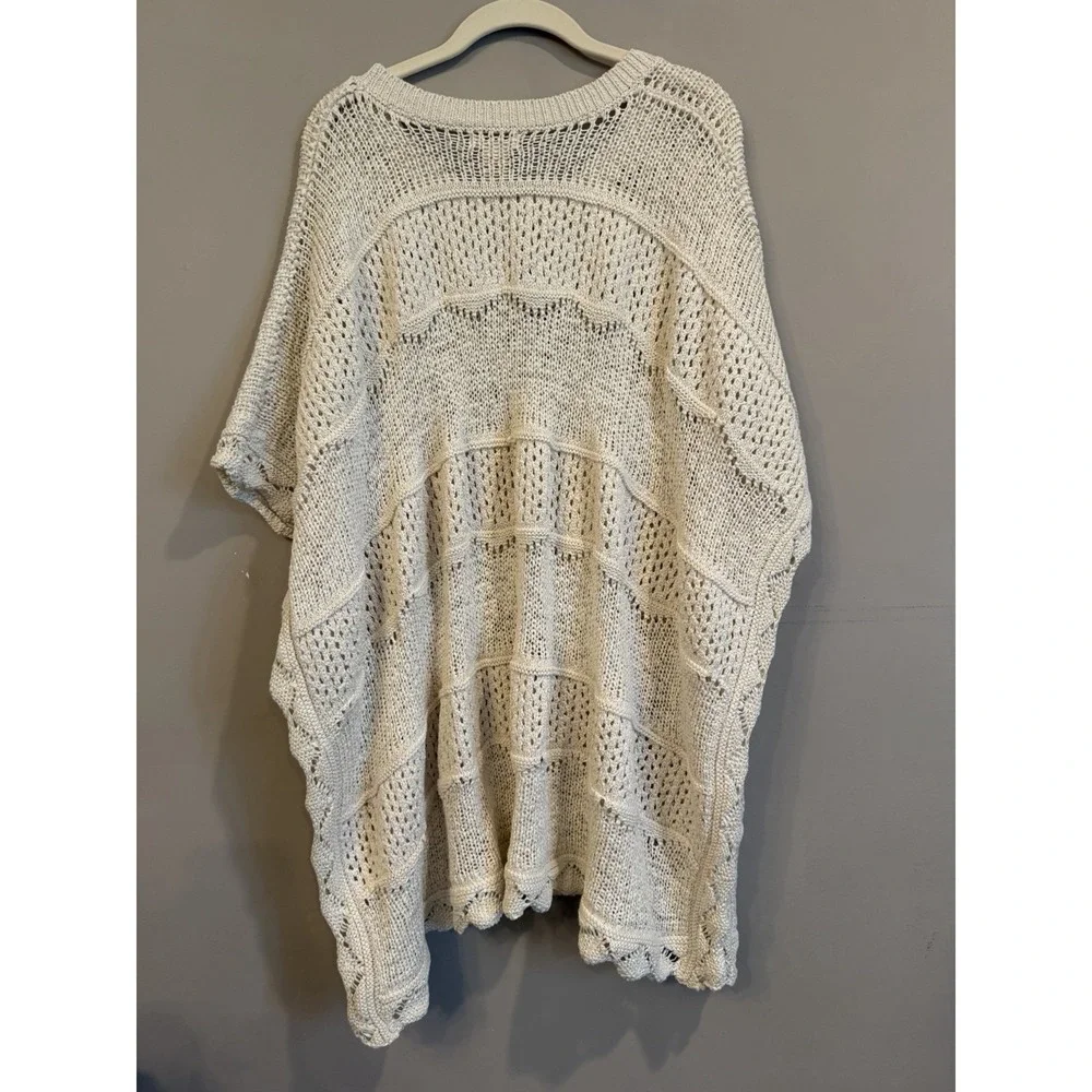 Sundance‎ East Days Crocheted Poncho Vacation Coastal One Size Cream